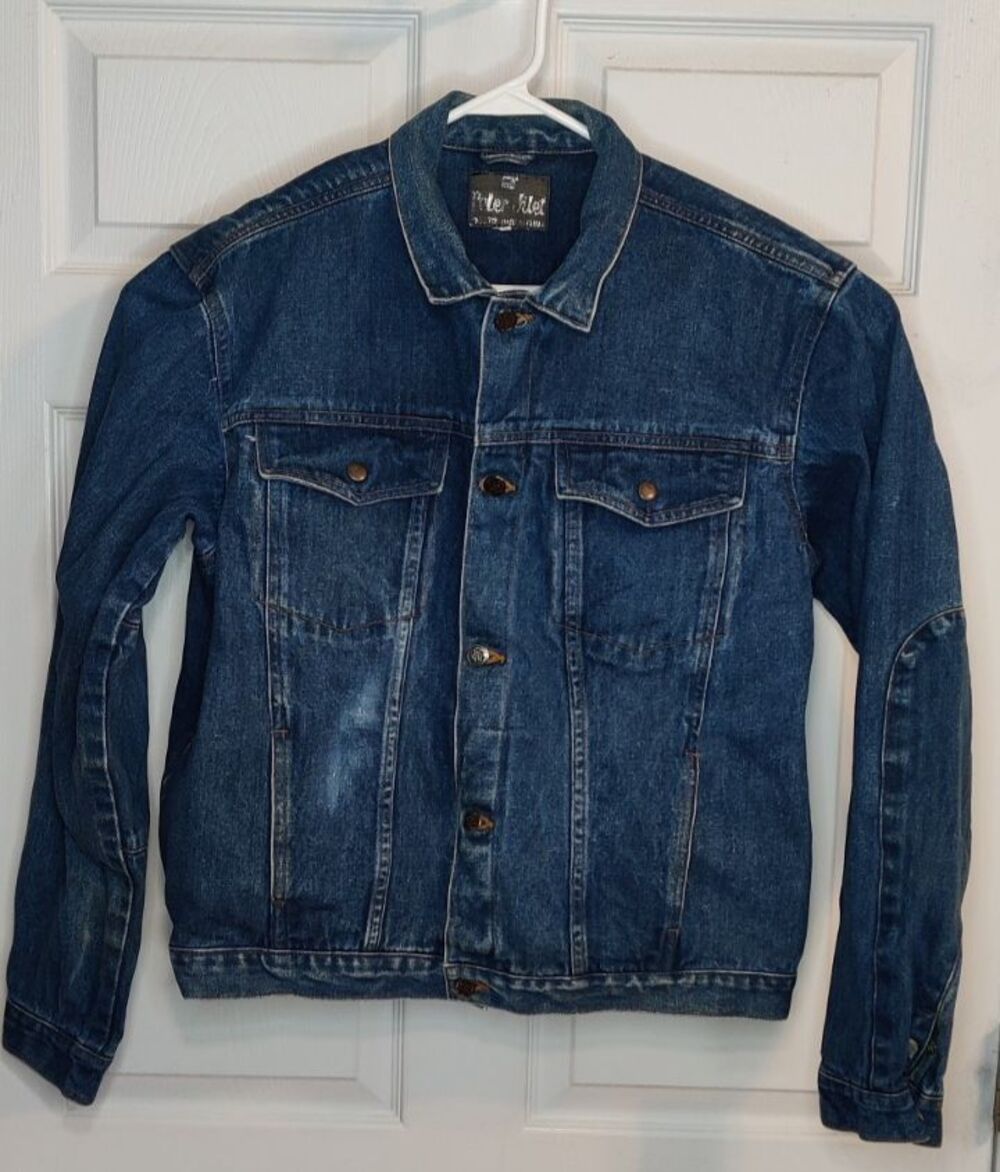 Peter Jilet Blue Jean Jacket Size Large, Denim-Some Distressing-Trucker